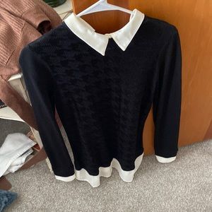 White House Black Market Houndstooth multi-media sweater